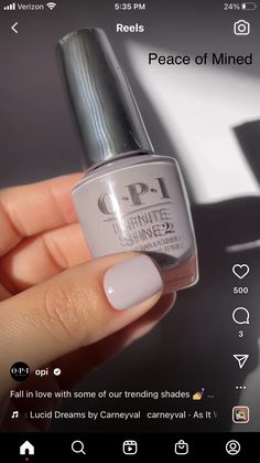 Gray Sns Nails Colors, Light Winter Nail Colors, Opi Peace Of Mined Gel, Peace Of Mind Opi, Grey Opi Nail Polish, Opi Peace Of Mined, Everyday Nail Color, Opi Sns Powder Colors, Early Spring Nails Late Winter