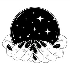 two hands holding each other with stars in the sky above them on a white background