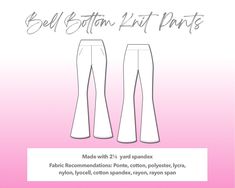 the bell bottom pants sewing pattern is shown