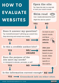 an info sheet with the words how to evaulate web sites and what to do about them