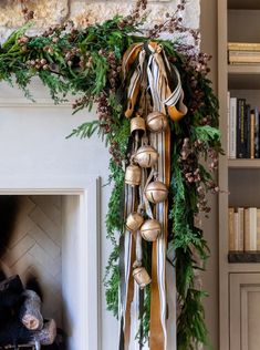 Four rustic bells hung from rope, our Alfie Hanging Bells are a versatile holiday styling-piece. Hang from a wreath on your front door, or with garland on a mantel or staircase. We even love using bells as objects on a stack of books or in a pretty bowl. *Stock on our Holiday Collection is limited.*Holiday items are eligible for returns until December 15th. Christmas Decor Inspiration, Christmas Tablescape, Christmas Mantel Decorations, Christmas Mantle, Christmas Fireplace, Christmas Mantels, Decoration Inspiration, Noel Christmas, Merry Little Christmas