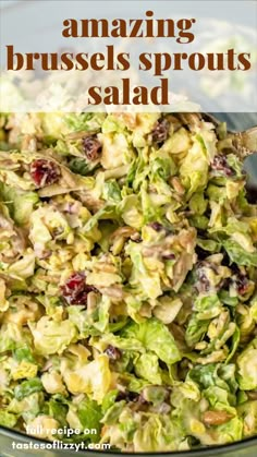 a salad with brussels sprouts and cranberries in it