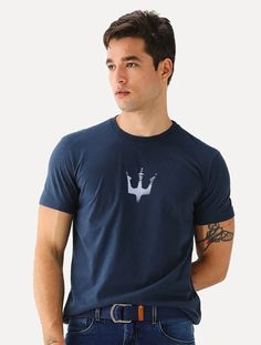 Camiseta Osklen Masculina Slim Stone Trident Brush Branca | Secret Outlet Deep Sea