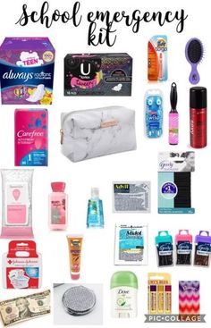 Highschool Locker, Highschool Essentials, School Locker Organization, Emergency Kit For Girls, College Survival Kit, Middle School Supplies, Escuela Diy