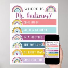 someone is holding up their phone to show the back side of a poster that says, where is my andrews?