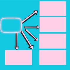 an image of arrows pointing in opposite directions on a blue background with pink rectangles