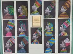 an art project with many different hats on it's face and headdress