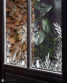 a window with frosted glass on the outside