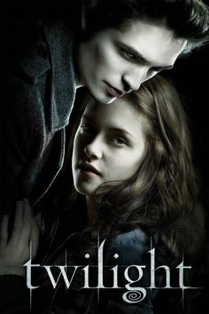 the twilight saga movie poster with edward and bella in front of her is an image of two