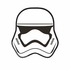 a star wars helmet is shown in black and white