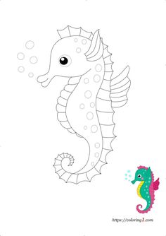 a cartoon sea horse with bubbles in its mouth