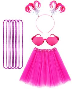 PRICES MAY VARY. Packaging Contents: Barbiecore Hot Pink Feather Ponytail Headband *1, Heart-Shaped Sunglasses *1, Rose Red Tutu *1, Beads Necklaces *5, to meet your carnival dress needs, make you the brightest star in the crowd. Size Information: The Valentine's Day Costume Bubble dress has a waist of 23 to 43 inches, which is suitable for most people, but to make sure it's the right size for you, try 30 inches for a bead necklace. The set can be used over and over again. Durable material: The 80s Halloween Party, Honey Bee Party, Tutu For Women, Ponytail Headband, 80s Halloween, Bumble Bee Costume, Tutu Women, Valentines Accessories, Yellow Tutu