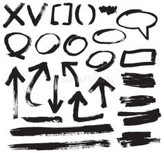 various hand drawn arrows and speech bubbles in black ink on white paper, with the word x