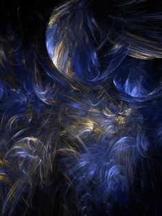 an abstract background with blue and yellow feathers