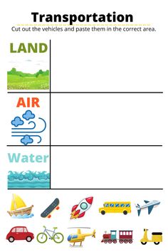 transportation worksheet with pictures and words to help kids learn how to read the word