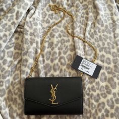 Authentic Ysl Chain Purse/Wallet With Tags. Chain Is Removable Uptown Chain Wallet Ysl, Ysl Cross Body Bag, Mini Ysl Bag, Yves Saint Laurent Bag Outfit, Ysl Wallet On Chain Outfit, Ysl Purses, Ysl Uptown Chain Wallet, Saint Laurent Bag Outfit, Wallet On Chain Outfit