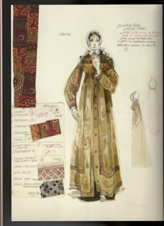 a drawing of a woman's coat and dress