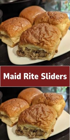 two plates with pastries on them and the words maid rite sliders