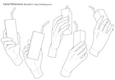 several hands holding something in each other's hand, with the words hand reference on them