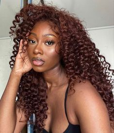 Cherry Brown Hair, Water Wave Lace Front Wig, Cinnamon Hair, Copper Red Hair, Reddish Brown Hair, Dyed Curly Hair, Full Lace Frontal, Wave Lace Front Wig, Brown Water