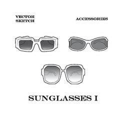 three sunglasses with the words sungglasses i in black and white