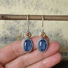 Delicate Deep Blue Oval Stone Drop Earrings For Women Jewelry Trendy Silver Color Orange Resin Earrings With Stones, Blue Crystal Earrings, Banquet Party, Jeweled Earrings, Cool Gifts For Women, Accessories Jewelry Earrings, Blue Crystals