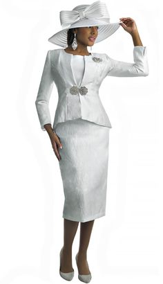 Lily and Taylor 4869 3 piece Jacquard Skirt Suit Colors: Lime, Purple, White, White/Silver Sizes: 4, 6, 8, 10, 12, 14, 16, 18, 20, 22, 24 Matching Hat: H211 White H278 Lime H179 Purple H383 White/Silver Call (469)571-3647 or email DivasDenFashion@gmail.com to purchase hat Suit Colors, Jacquard Skirt, Matching Hat, Skirt Suit, White Silver, 3 Piece, Puff Sleeve, Lily, Midi Dress