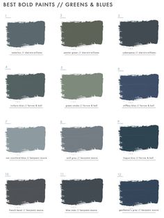 the different shades of blue and green paint