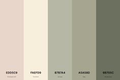 the color scheme for an interior paint swatch in shades of gray, green and beige