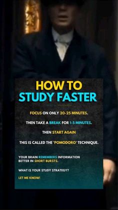 a man in a suit and tie holding a sign that says how to study faster