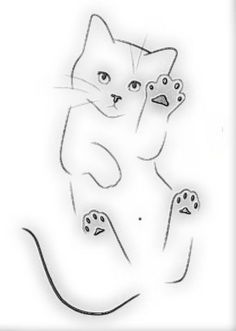 a drawing of a cat with paw prints on it