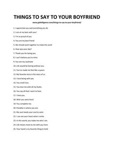 an image of a page with words that say things to say to your boyfriends