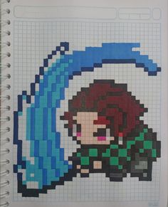 a drawing of a girl with red hair and blue eyes is featured on a notebook