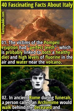 two pictures with the same caption in different languages, one has an image of a volcano