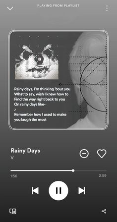 an iphone screen with the words rainy days on it and a photo of a woman's face