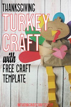 Turkey Thanksgiving craft for kids Stuffed Paper Bag Turkey Craft, Turkey Puppet Craft, Paper Bag Turkey Craft For Kids, Thanksgiving Art And Craft For Kids, Paper Lunch Bag Crafts, Free Printable Thanksgiving Crafts, Paper Turkey Crafts, Brown Paper Bag Turkey, Easy Thanksgiving Crafts For Toddlers