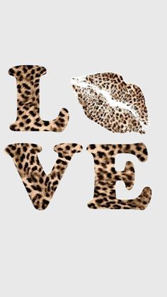 the word love is written in leopard print