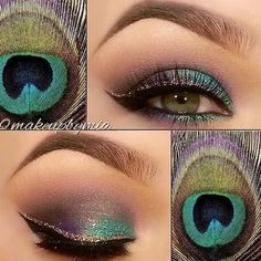 Peacock Eye Makeup, Teknik Makeup, Makeup Cantik, Make Up Designs, Makeup Tutorial Foundation, Make Up Tutorials, Eye Makeup Techniques, Eye Makeup Pictures, Smink Inspiration