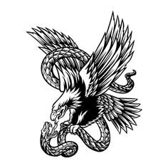 an eagle and snake tattoo design