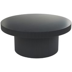 a black round table with pleated design on the top and bottom, viewed from above