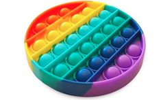 a rainbow colored tray with eggs in it