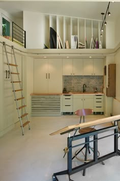 the kitchen is clean and ready to be used as a work area for someone's home