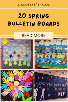 bulletin board with the words, 20 spring bulletin boards read more and then do it