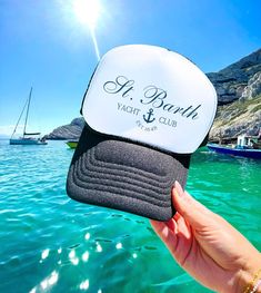 Get ready for your upcoming European summer vacation with our St. Barth yacht club trucker hat. Each baseball style cap features a minimalist elegant font, with a nautical yacht graphic. Whether you're going to a nautical coastal themed bachelorette, a tropical vacation or lounging by the pool with friends, this mesh backing, adjustable trucker hat is the perfect summer accessory to add to any wardrobe.  Want a different location? Customize your hat with the location and year in the personalizat Pool With Friends, European Summer Vacation, Truck Hat, Themed Bachelorette, Hat Club, St Barts, Hat Custom, Saint Barth, Elegant Font