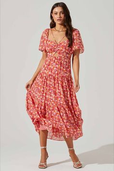 Click to view on ASTR THE LABEL for $96 Full Length Gowns, Mini Sundress, White Halter Maxi Dress, Tiered Midi Dress, Gala Dresses, Red Midi Dress, Long Sleeve Bodycon Dress