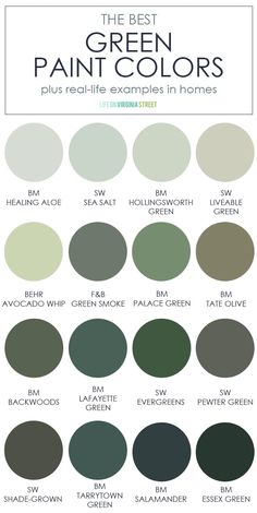 the best green paint colors to use in your home or office, including dark green and white