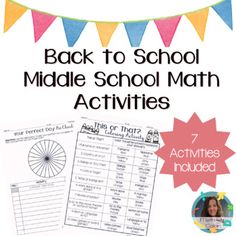 back to school middle school math activities