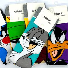 Looney Tunes Character Socks Size: Adult Unisex (5-11) 5 Pair Includes: Bugs Bunny Daffy Duck Marvin The Martian Tasmanian Devil Sylvester The Cat Condition Is “New”. These Items Are Brand New With Their Original Packaging And Tags. Bugs Bunny Socks, Sylvester The Cat, Looney Tunes Characters, Marvin The Martian, Tasmanian Devil, Daffy Duck, Bugs Bunny, The Martian, Casual Socks