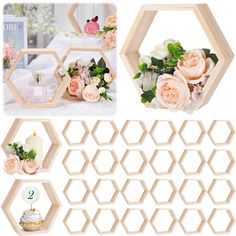 the flowers are arranged in hexagons to make it look like they have been made out of wood