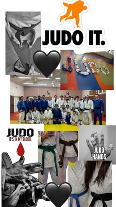 a collage of photos with the words judo it